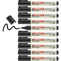 Lot de 10 marqueurs permanents pointe ronde - EDDING - Noir - EcoLine 21 - 1,5-3 mm