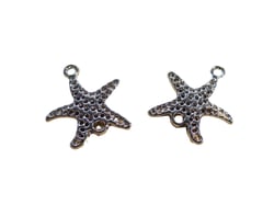 2 Connecteurs étoile de mer ajourée 22*20mm argent platine
