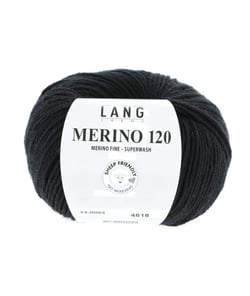 Pelote de laine à tricoter MERINO 120 - Lang Yarns Noir (004)