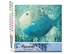 Peinture par Numéro Figured'Art - Poisson Artistique - Kit de Loisir Créatif DIY Numéro d'Art Complet - 40x50cm sans châssis en bois