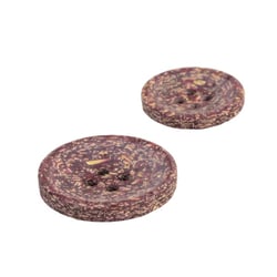 Bouton rond écorces de riz 4 trous rouge beaujolais