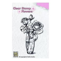 Tampon transparent scrapbooking Nellie's choice VASE DE ROSES 013