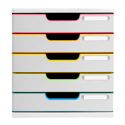 Module de classement Modulo Black Office 5 tiroirs fermés - Blanc/arlequin - Exacompta