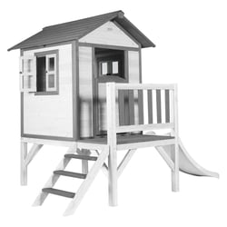 AXI Maisonnette Lodge XL en bois Blanc gris toboggan Blanc - Axi House