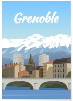 Affiche ville Grenoble | A3 : 29,7x42cm