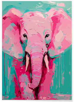 Affiche Éléphant rose pop | A3 : 29,7x42cm