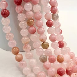 Fil de 48 perles jade blanche naturelle teintée fabrication bijoux 8 mm ROSE