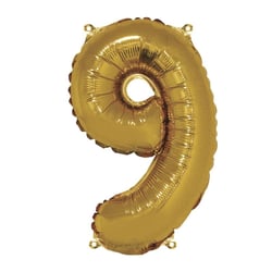 Ballon Chiffre 9, 40cm, 1pce. , or