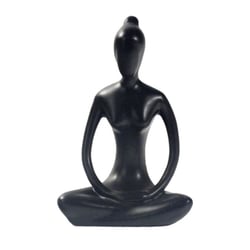Statuette en Porcelaine Posture du Lotus Dhyana Mudra Noir mat 10 cm - Omsaé