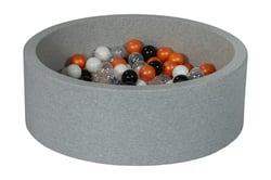 Piscine à balles Aire de jeu + 200 balles noir, blanc, transparent, orange - Velinda