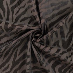 Tissu Polyviscose Kaia zebré Noir sur fond Marron chocolat