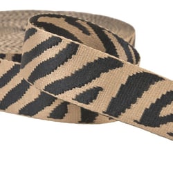 Sangle imprimé animalier zèbre 38mm beige au mètre