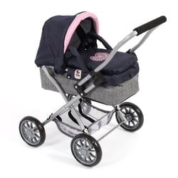 Poussette pour poupée SMARTY mélange gris bleu marine