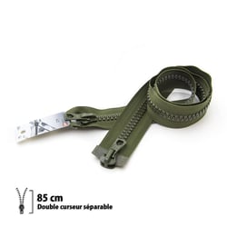 Fermeture éclair Z78 - 9mm Séparable double curseur Kaki - 85 cm