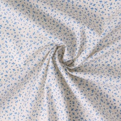 Tissu Coton imprimé Fleuris Tia bleues sur fond Blanc