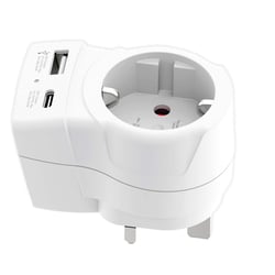 Skross Adaptateur de Voyage Royaume Uni Type G avec USB-A USB-C 20W Blanc