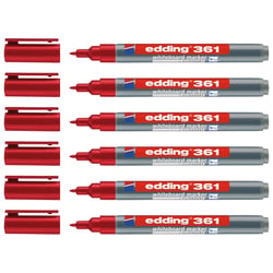 Lot de 6 marqueurs tableau blanc - EDDING - Rouge - Pointe fine 1 mm