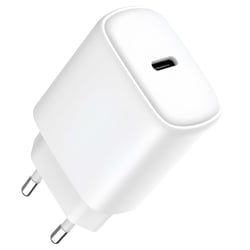 Jaym Chargeur Secteur Rapide USB-C 20W 3A Power Delivery et PPS Blanc
