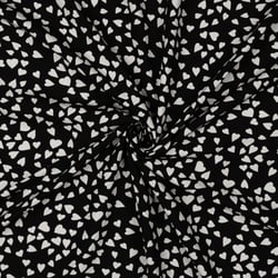 Tissu Viscose EcoVero petits coeurs Blanc sur fond Noir