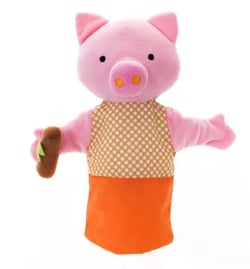 Marionnette Cochon en tenue Orange - Eurekakids
