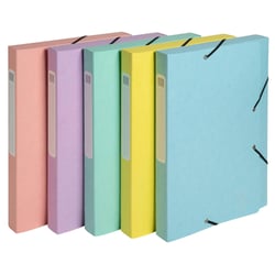 Boite de classement Cartobox livrée à plat Dos 25mm carte lustrée Aquarel - A4 - Couleurs assorties - x 10 - Exacompta