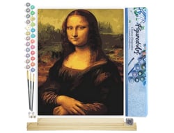 Peinture par Numéro Figured'Art - Da Vinci Mona Lisa La Joconde - Kit de Loisir Créatif DIY Numéro d'Art Complet - 40x50cm toile roulée + châssis en bois à monter