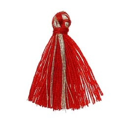 Lot de 3 Breloques Pompons Glands coton rouge / dore 25 mm - creation bijoux perles