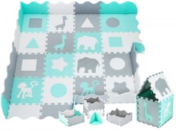 Tapis d'eveil Bébé, Tapis de Puzzle en Mousse EVA 150*150 - Tapis de Jeu avec Rebord