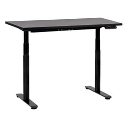 Bureau Électrique Réglable Plateau et Structure Acier Noir 120 x 72 cm Hauteur Ajustable Assis-Debout Pieds Ronds Design Moderne
