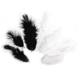 Mélange de plumes, noir / blanc, 3 - 10 cm, 10 g