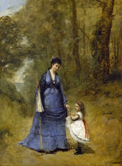 Puzzle 2000 pièces - Jean-Baptiste-Camille Corot : Madame Stumpf et sa fille, 1872 - Grafika