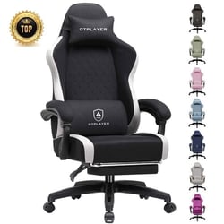 Chaise gaming ergonomique GTPLAYER - Tissu respirant - Noir - 47 x 57 x 130 cm
