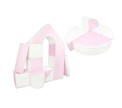 Set de 15 blocs en mousse le jeu blanc rose pastel - Velinda