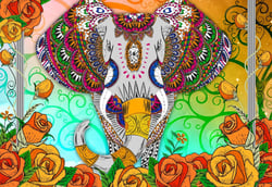 Puzzle 1000 pièces - Colorful Elephant - Bluebird Puzzle