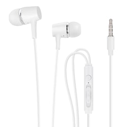 Avizar Écouteurs Filaires Jack 3.5mm Son Micro et Télécommande Câble Plat Blanc
