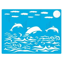 Pochoir plastique souple réutilisable 18,5 x 14,5 cm Fabrika Decoru OCEAN DAUPHIN 369