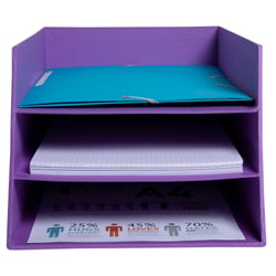 Corbeille à courrier Combo 3 niveaux carton Teksto - Violet - x 4 - Exacompta