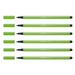 Lot de 6 feutres de dessin - STABILO - PEN 68 - Pointe ogive moyenne 1 mm - Vert clair