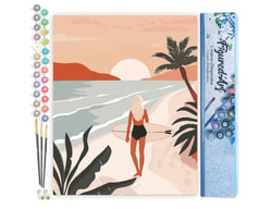 Peinture par Numéro Figured'Art - Promenade sur la plage au coucher du soleil - Kit de Loisir Créatif DIY Numéro d'Art Complet - 40x50cm sans châssis en bois