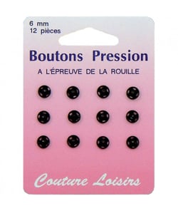 Boutons pression n°6 noirs X12 - Distrifil 6 Noir