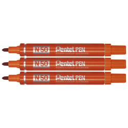 Lot de 3 marqueurs permanents - PENTEL - Pointe conique - Orange