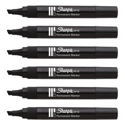 Lot de 6 marqueurs permanents pointe biseautée 1,5-5 mm - SHARPIE - Noir - W10