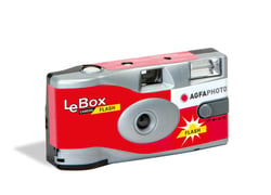 AGFAPHOTO 601020 - Appareil Photo Jetable LeBox Flash, 27 photos, Objectif Optique 31 mm - Gris et Rouge