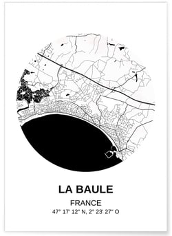 Affiche Carte La Baule | A3 : 29,7x42cm