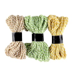 MégaCréa DIY - Ficelle bicolore 10 m lin vert clair jaune 3 pièces