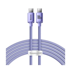Baseus Câble USB-C vers USB-C 100W Série Crystal Shine Charge et Synchronisation 2m Lavande