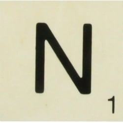 Grande lettre en bois façon scrabble 10 cm Lettre N