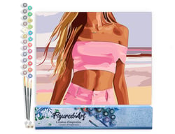Peinture par Numéro Figured'Art - Mer, sable et élégance - Kit de Loisir Créatif DIY Numéro d'Art Complet - 40x50cm sans châssis en bois