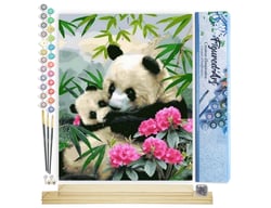 Peinture par Numéro Figured'Art - Pandas Géants - Kit de Loisir Créatif DIY Numéro d'Art Complet - 40x50cm toile roulée + châssis en bois à monter