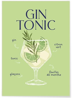 Affiche Cocktail Gin Tonic 2 | A3 : 29,7x42cm